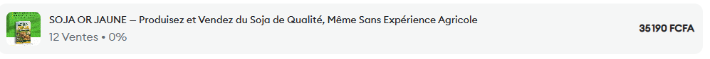 🌱 Guide pratique pour LA CULTURE DU SOJA. Un guide à fort potentiel : j’ai généré 27 000FCFA en 1 semaine et 4 jours avec ce produit. Le prix d’aujourd’hui vous donne droit au guide et à la vidéo pour tout lancer de suite.